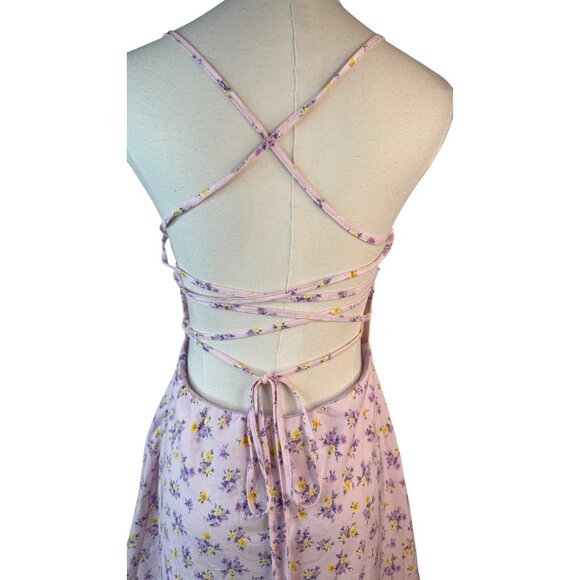 Strappy Small Back Mini Dress Pink/Purple Fully Lined Sweetheart Neckline - Picture 9 of 12